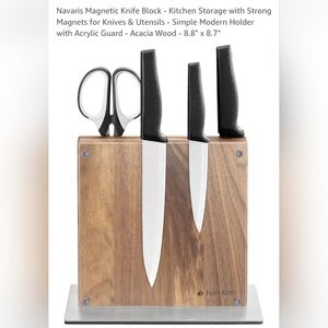 Stainless Steel Kitchen Knife Set with Light Oak Block